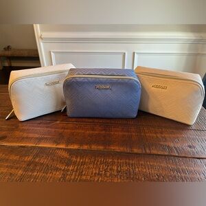 MISSONI For Delta Beige And Blue Small Zippered Travel Amenity Case Lot Of 3
